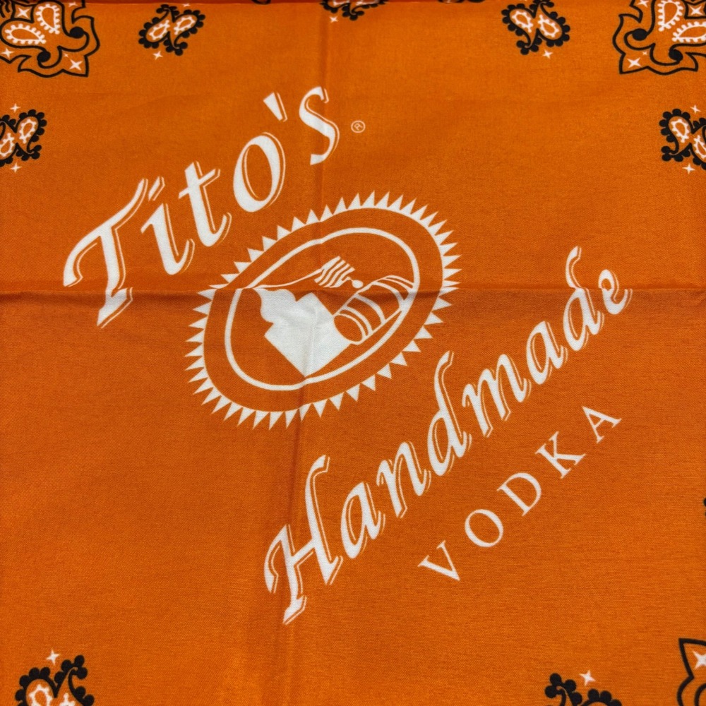 NEW Titos Handmade‎ Vodka Orange Bandana Scarf Paisley Logo